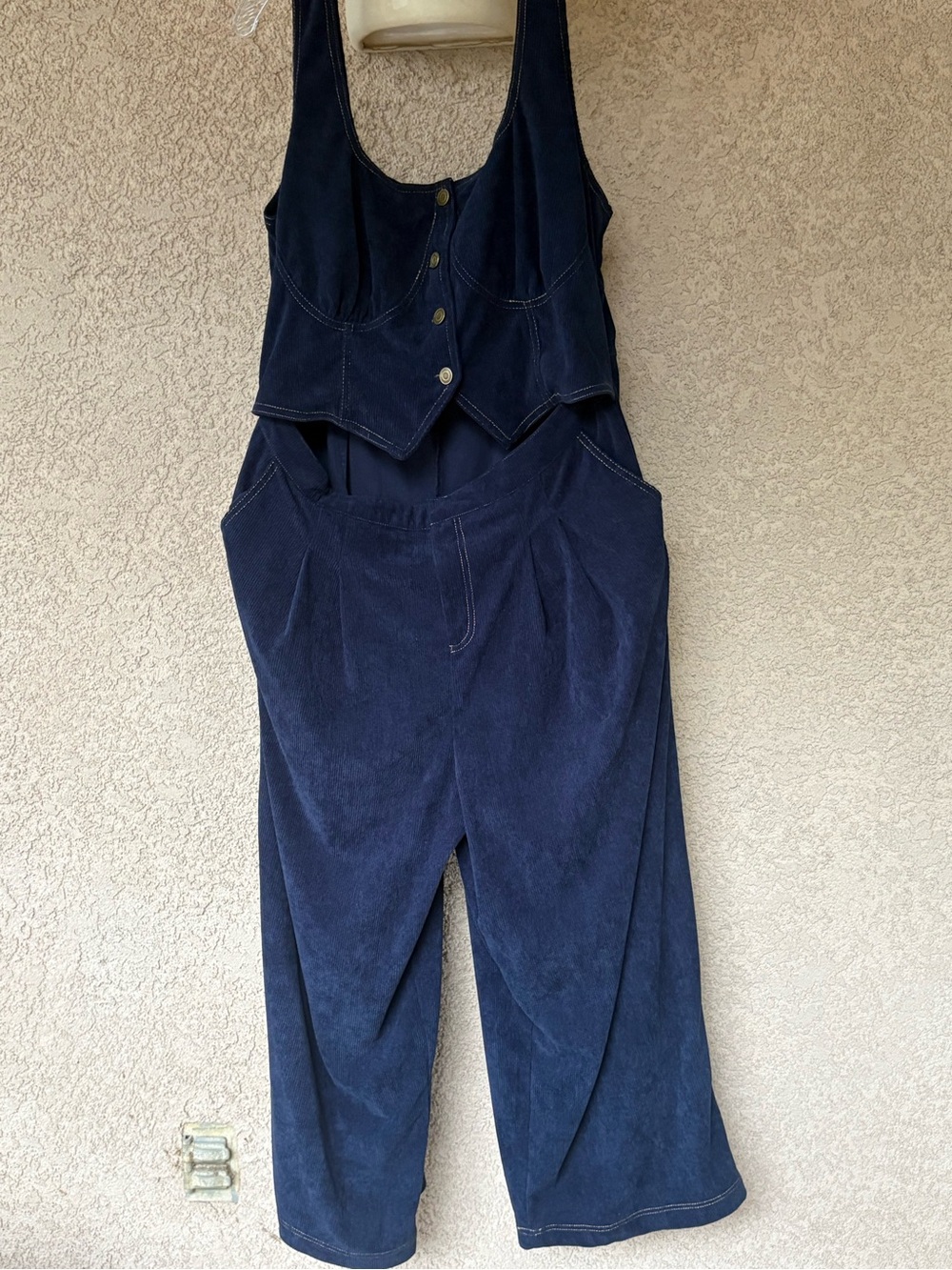 Cider 2 piece corduroy set navy blue vest pants size 1xl